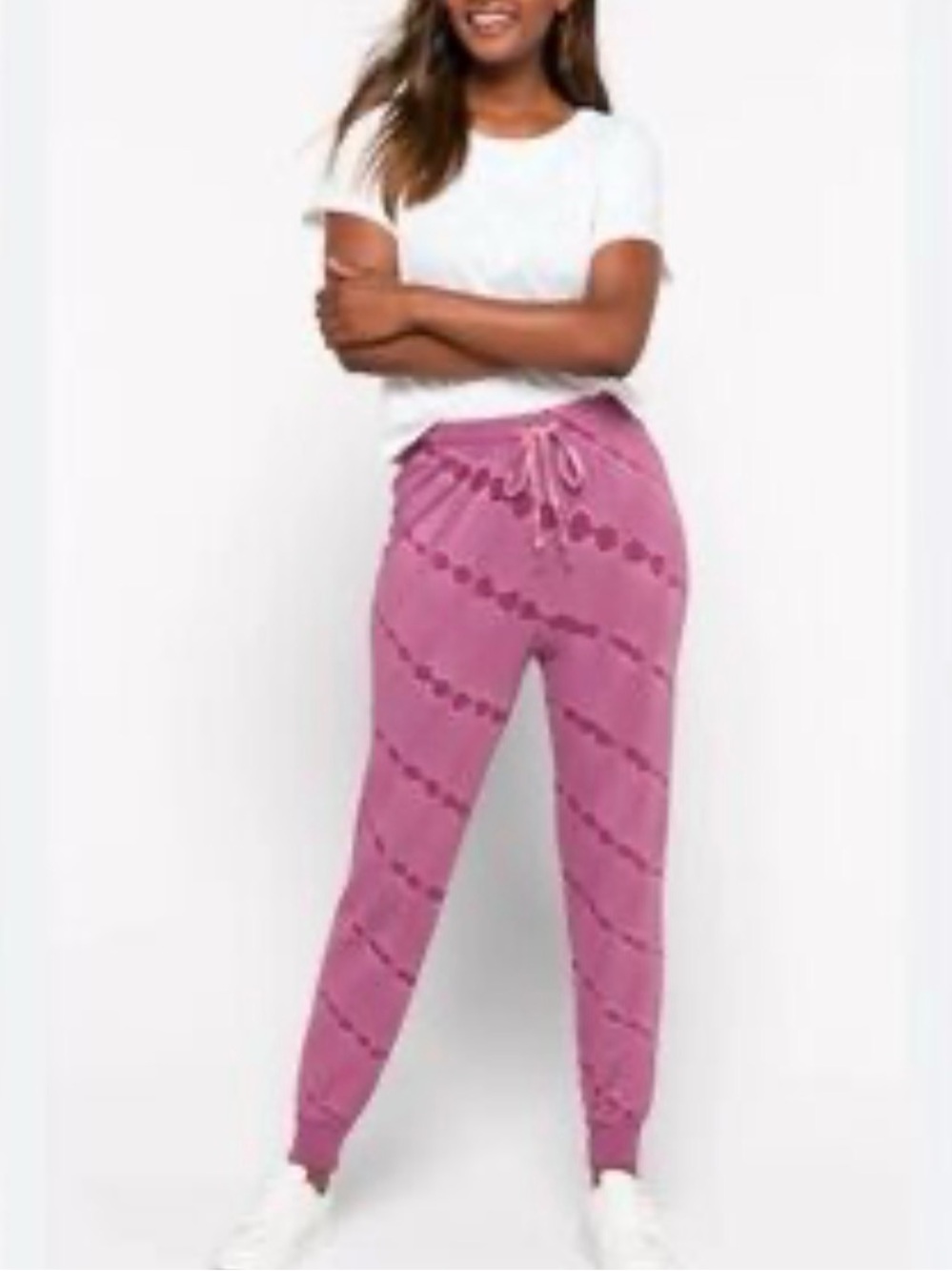 Splendid berry burst tie waist ribbed hems stretchy jogger pants NWT size XL